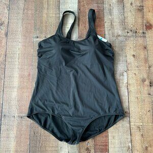 Delimira Swim One Piece Bathing Suit in Gray Plus Size 22W